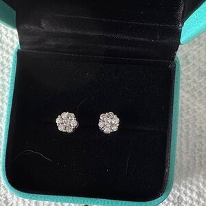 Macy's Silver Floral Cluster Earrings